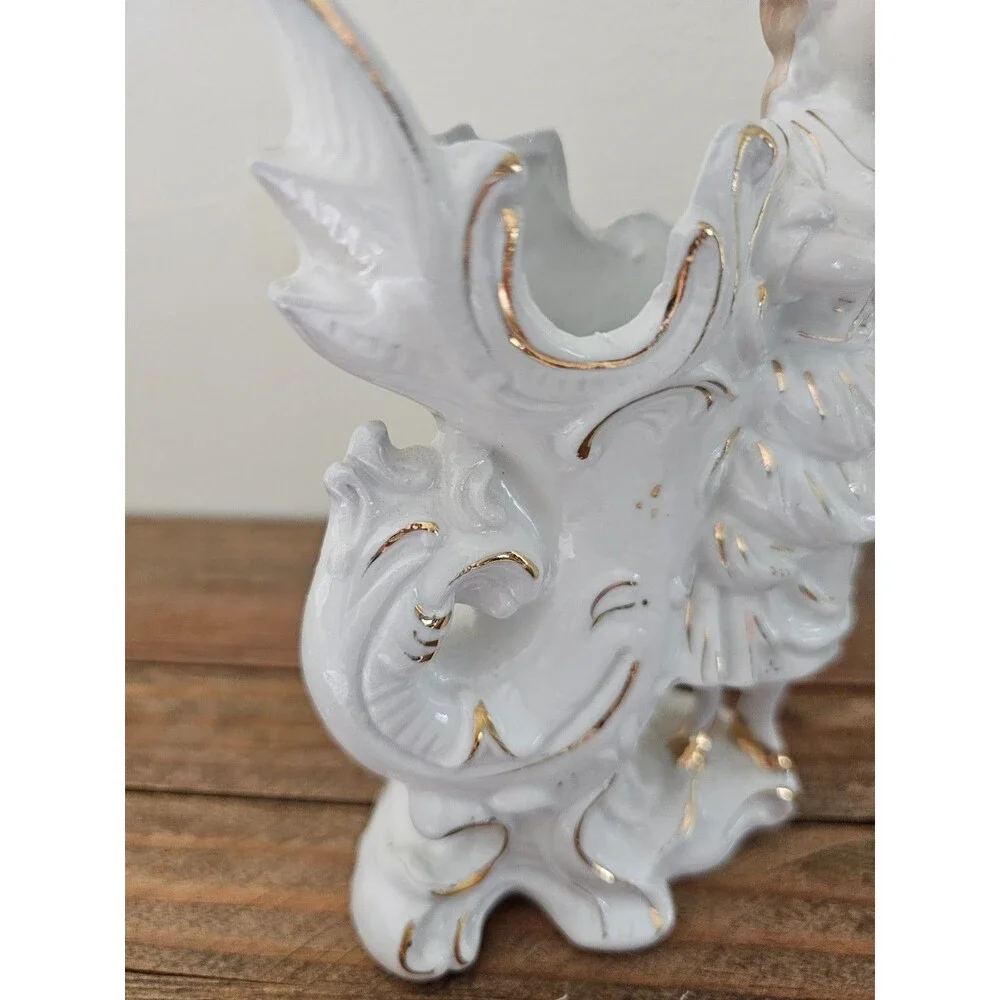Pair of Porcelain Lady Cornucopia Vases or Figurines Paul's Gifts Planters